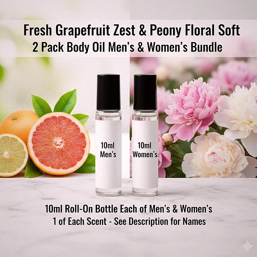 Fresh Grapefruit Zest & Peony Floral 2 Pack 10ML RollOn Perfume Body Oil Bundle