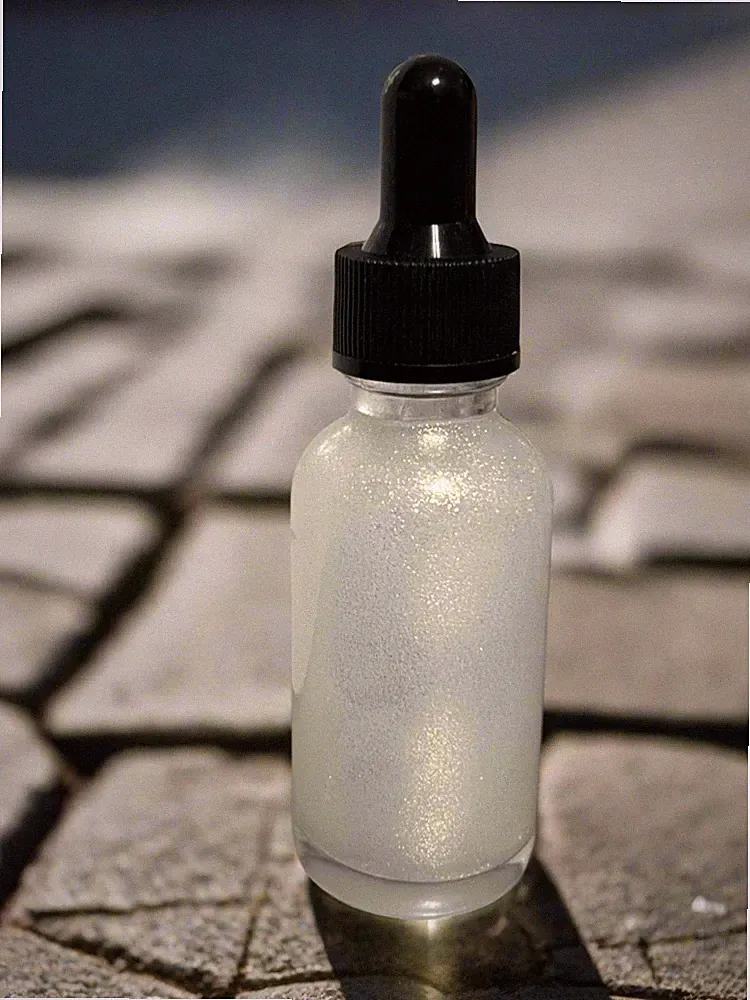 Leather scented SHIMMER DROPS body hair glitter perfume fragrance
