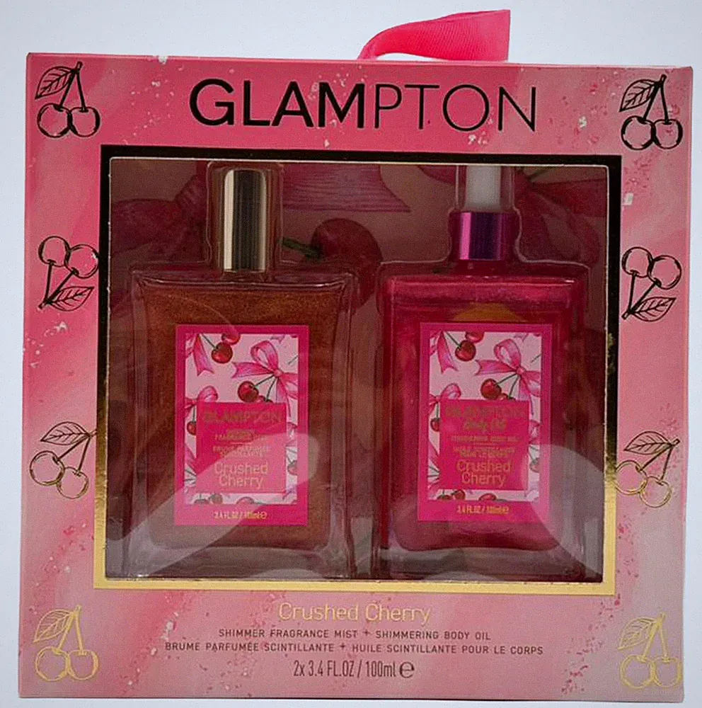 Glampton 2 PC Set for Women-3.4oz each Crushed Cherry Berry Body Oil & Mist
