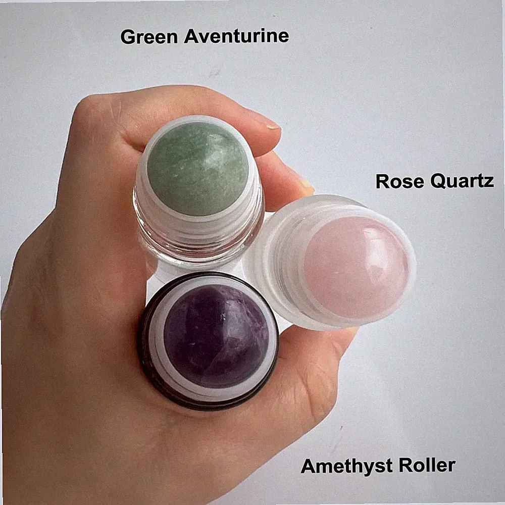 Glass Roll On Bottles 30ml 50ml Extra Large Amethyst Aventurine Rollers Underarm