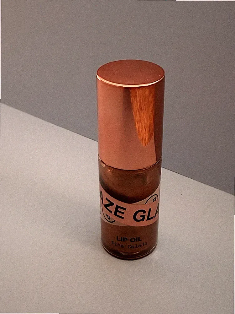 Glaze Lip Oil Pina Colada Scent Face Bronzer Contour Highlighter Metallic Bottle