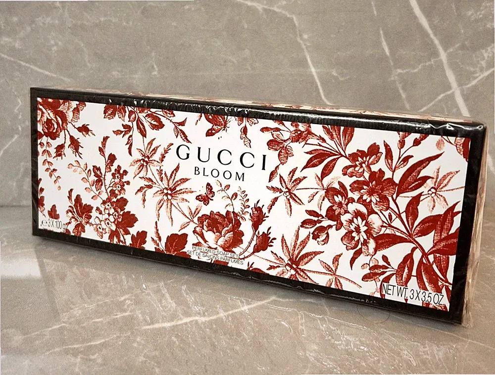 Gucci Bloom Perfume Hand Soap Bar set of 3 Pieces 3.5 Oz Each New Sealed Box