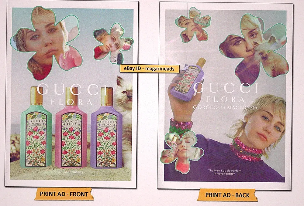 GUCCI Fragrances 2-Page PRINT AD 2023 MILEY CYRUS sexy girl with short hair