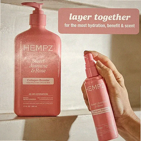 Hempz Sweet Jasmine & Rose Collagen Body Moisturizer Lotion & Body Spray Duo
