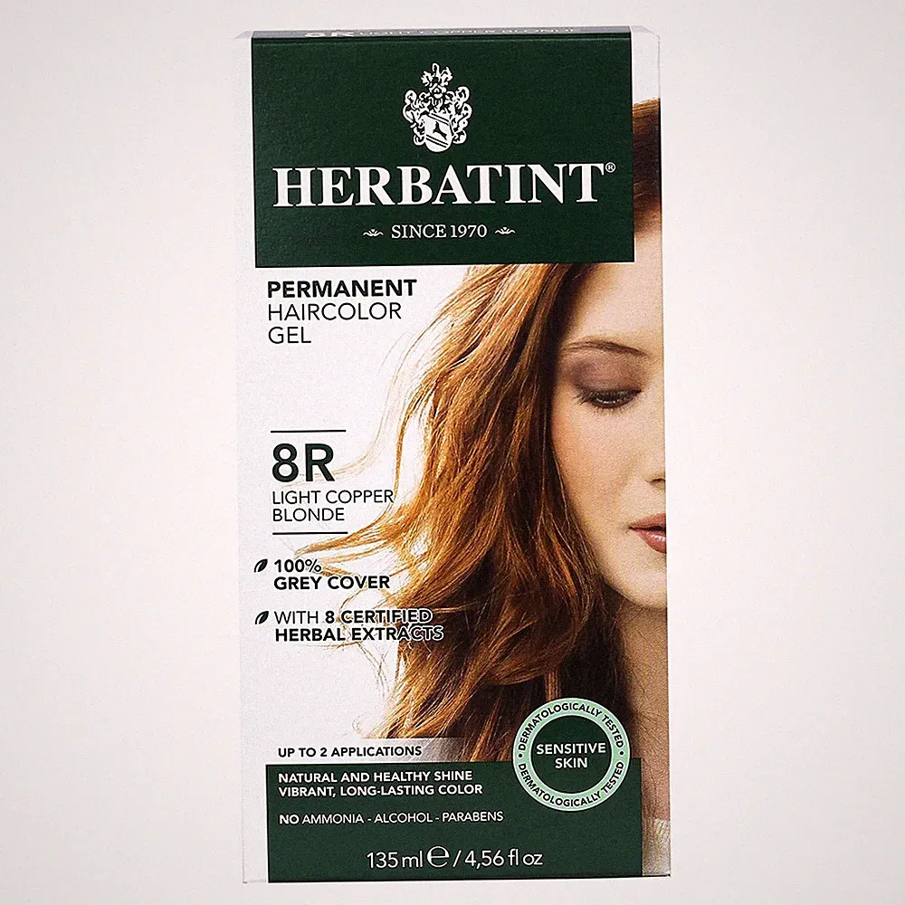 Herbatint Permanent Herbal Hair Color Gel 8R Light Copper Blonde 4.56 ounce