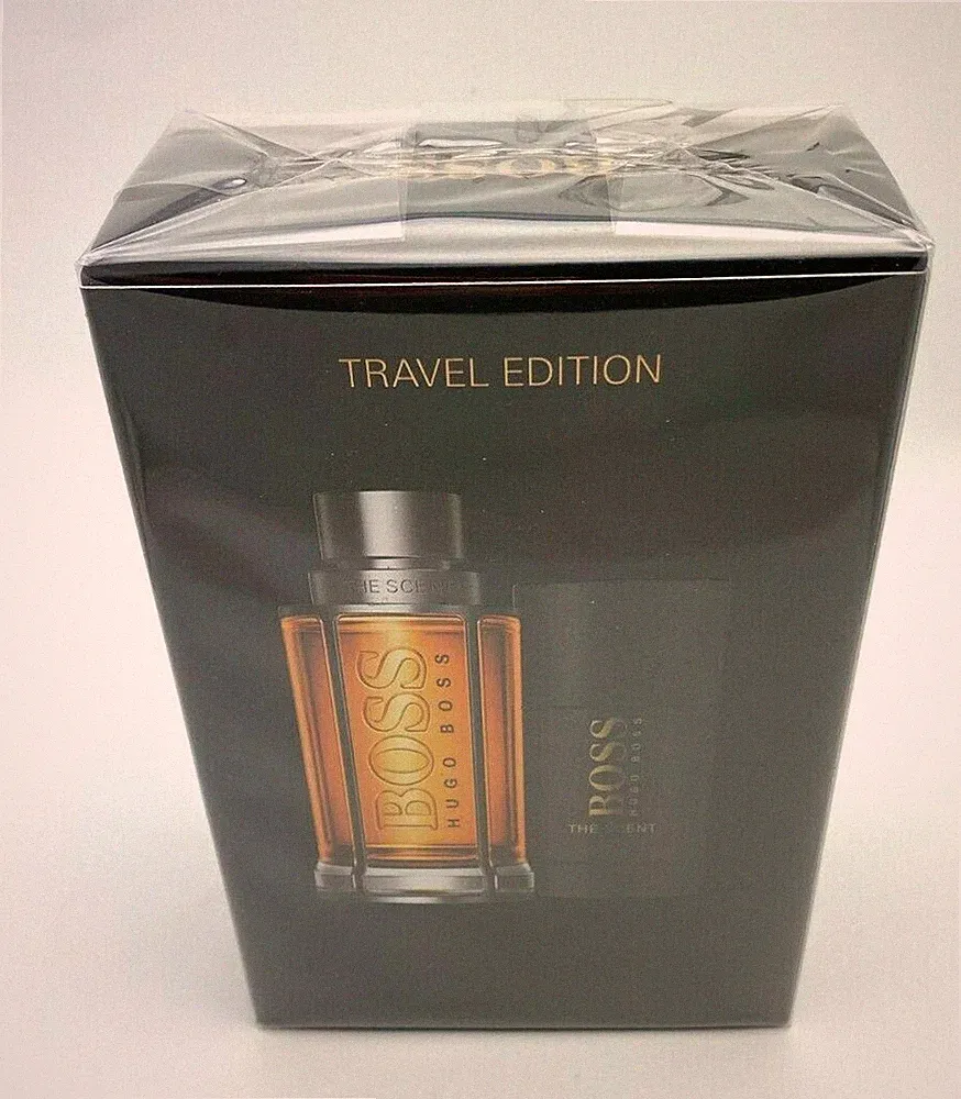 HUGO BOSS THE SCENT 3.3 EAU DE TOILETTE SPRAY FOR MEN travel set