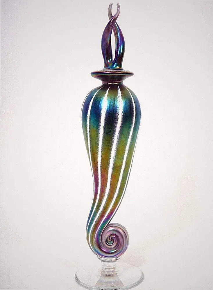 Igor Muller Large Decorative Iridescent Curly Perfume Bottle, 16 1/4"