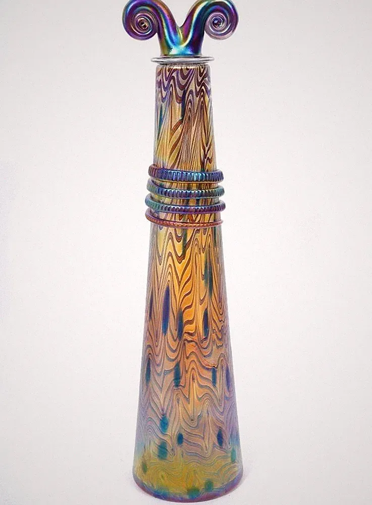 Igor Muller Large Decorative Iridescent Curly Perfume Bottle, 17 1/2"