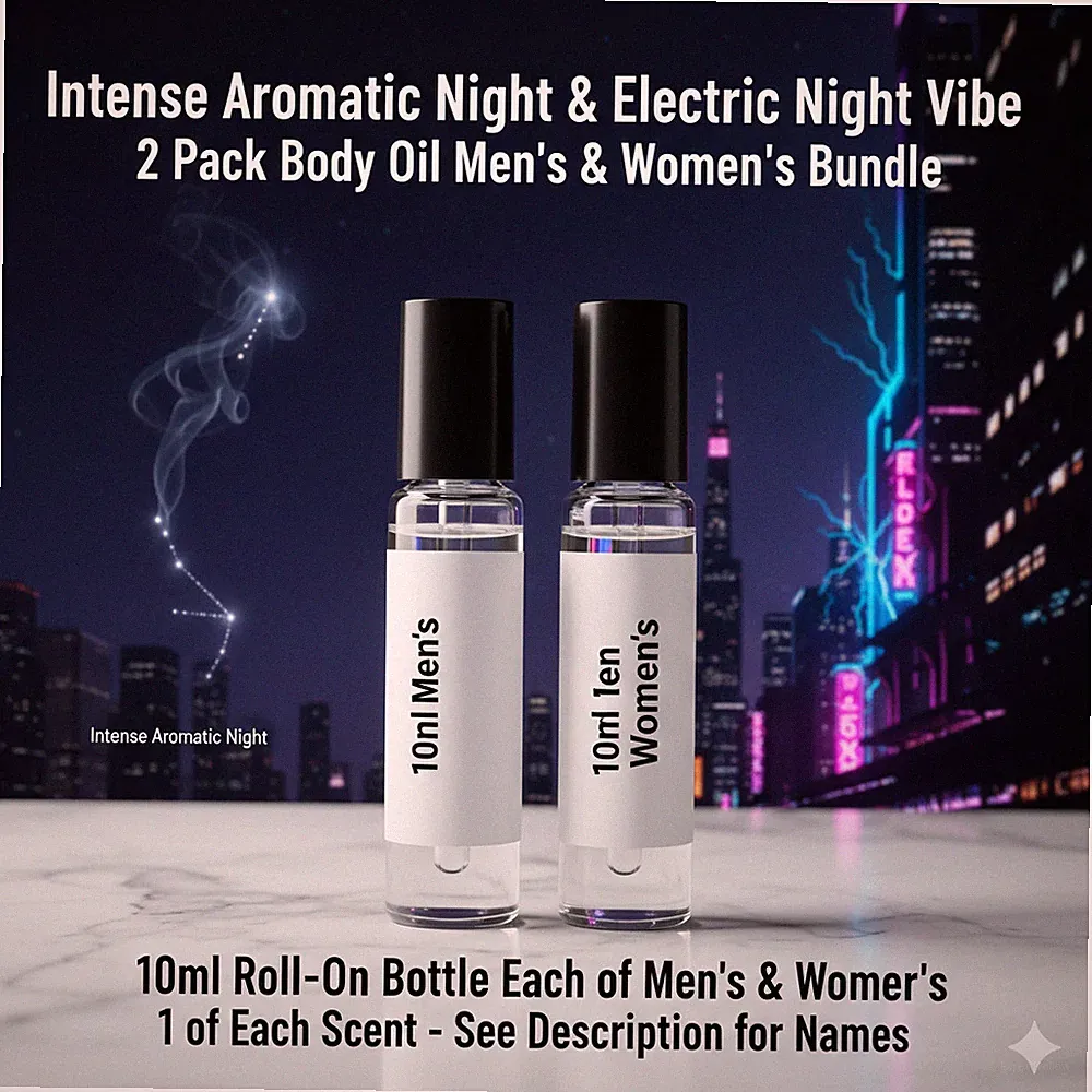 Intense Aromatic Night Electric Night 2 Pack 10ML RollOn Perfume Body Oil Bundle