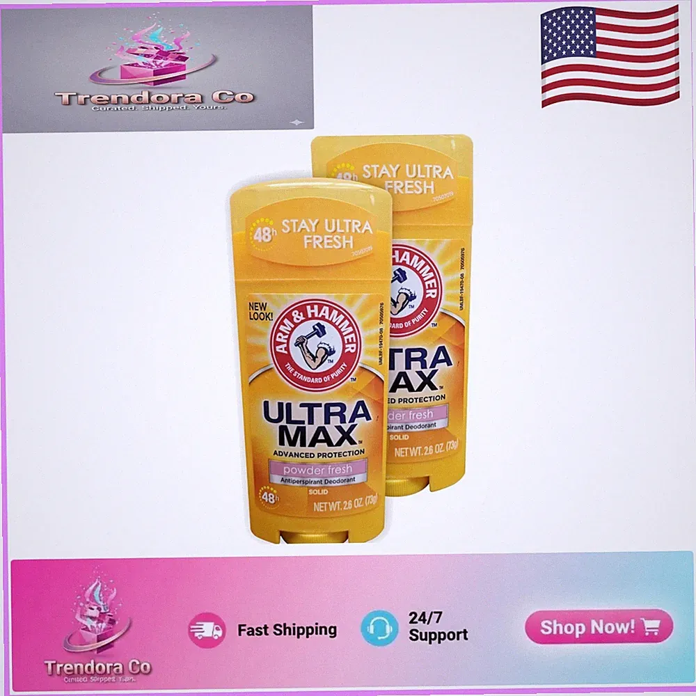 Invisible Solid Deodorant 2.6 oz Pack of 2 - Fresh Baby Powder Scent by Ultramax