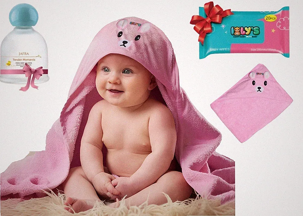 JAFRA Tender Moments Baby Cologne, Hooded PINK Towel, FREE baby wipes, GIF SET