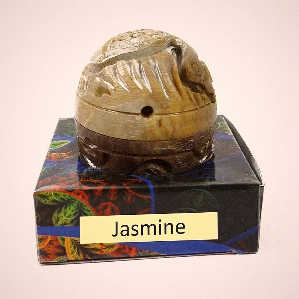 Jasmine Solid Perfume in Small Hand Carved Stone Jar 8gm Jasmine