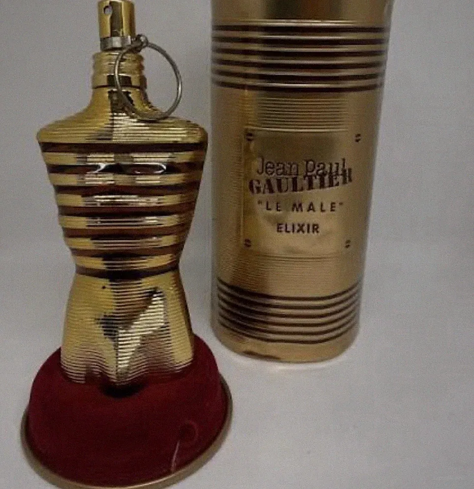 Jean Paul Gaultier Le Male Elixir Men's Fragrance Gold Bottle & Tin