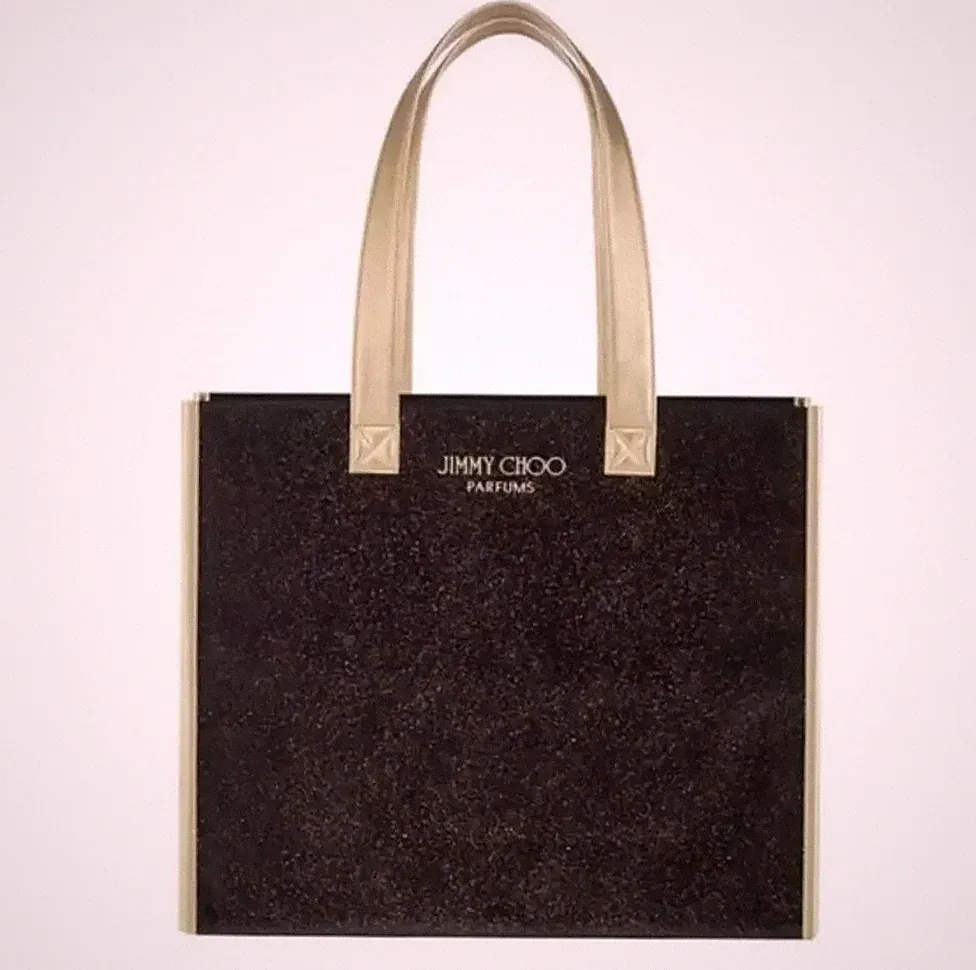 Jimmy Choo Perfume Tote Bag Weekender Shoulder Bag Black Gold Metallic NWT!