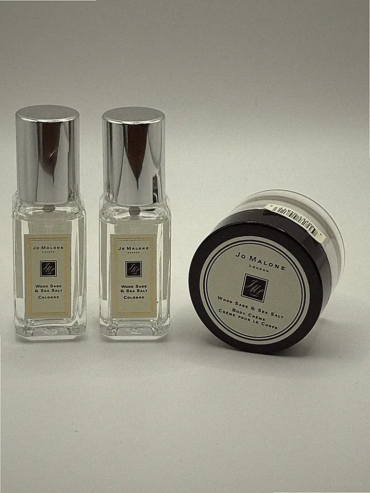 JO MALONE Perfume Gift Set Wood Sage & Sea Salt 2 .3 Oz Cologne & Body Cream New