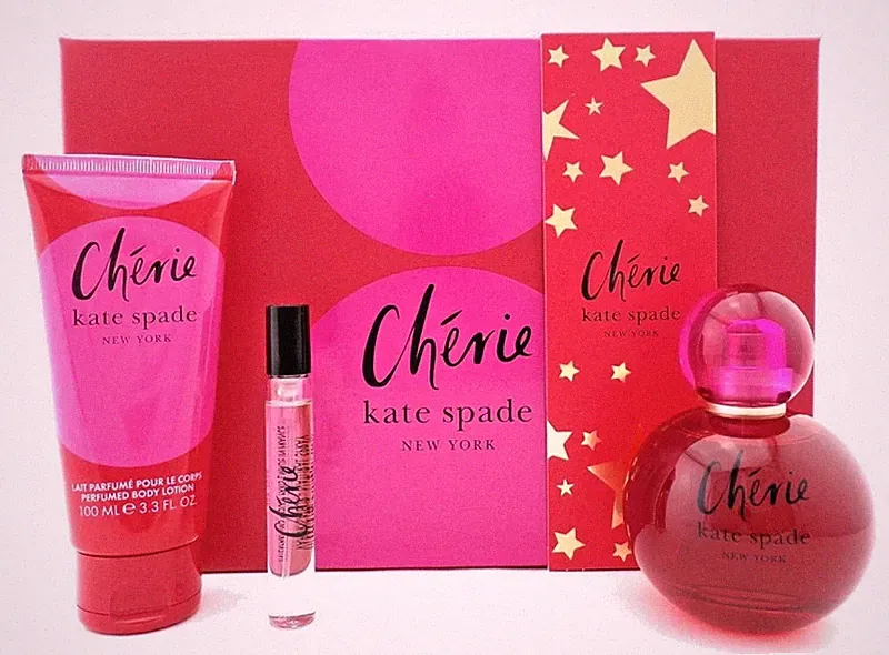 Kate Spade New York CHERIE Perfume Set 3.3oz EDP + 0.25oz Spray + 3.3oz Body Lot