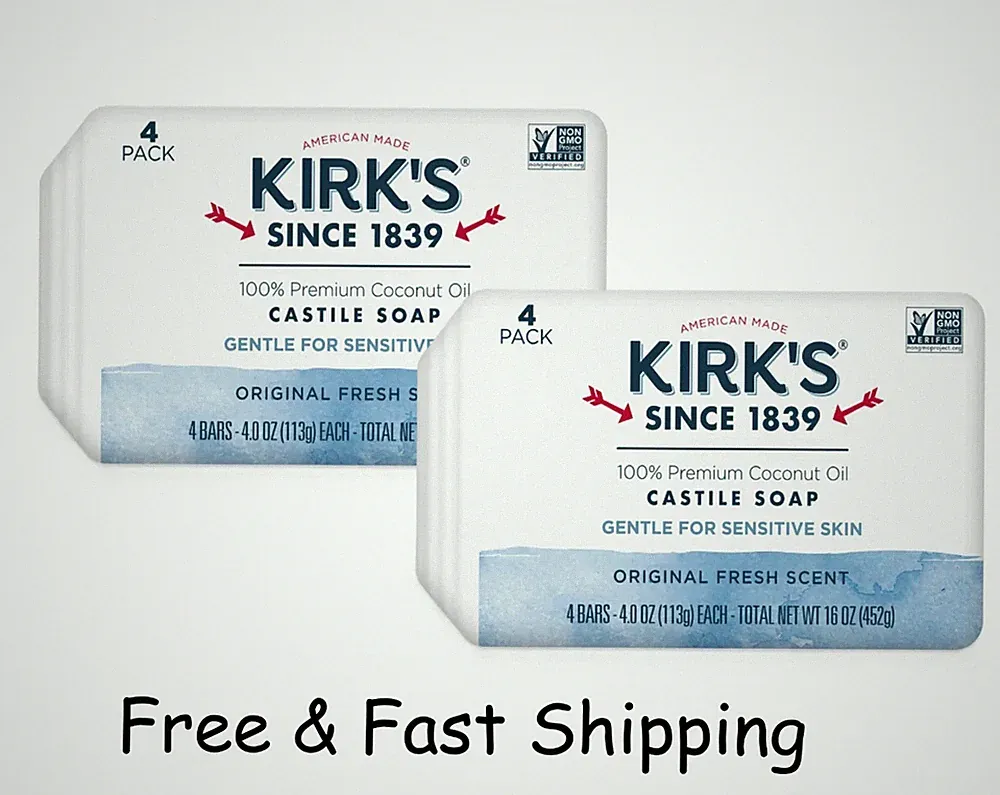 Kirk'S Original Fresh Scent Gentle Castile Soap 8 Ct Pack