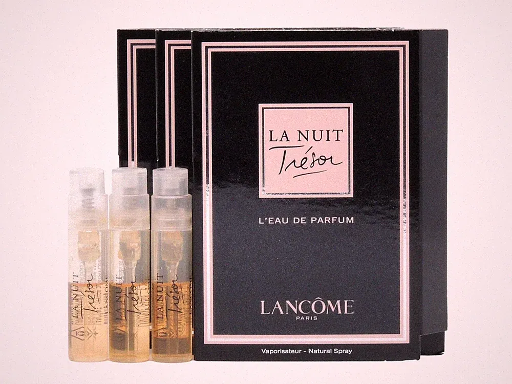 LANCOME LA NUIT TRESOR L'EAU DE PARFUM 1.2ml .04oz x 3 PERFUME SPRAY SAMPLES