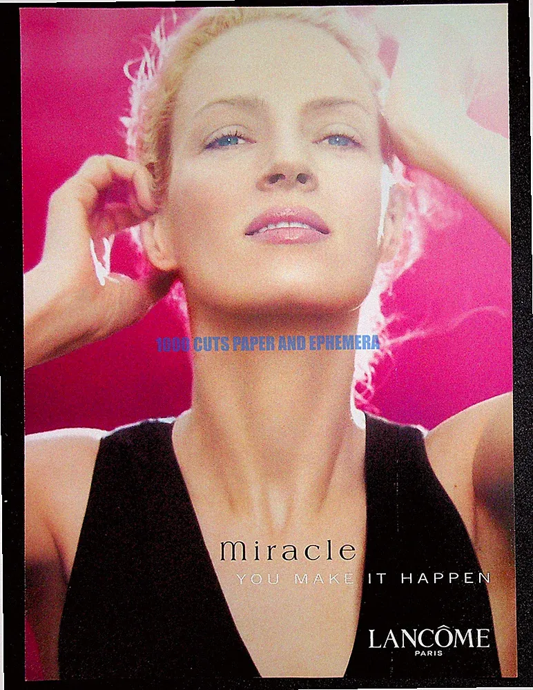 Lancome Paris Makeup Perfume Uma Thurman 2001 Print Magazine Ad Poster ADVERT