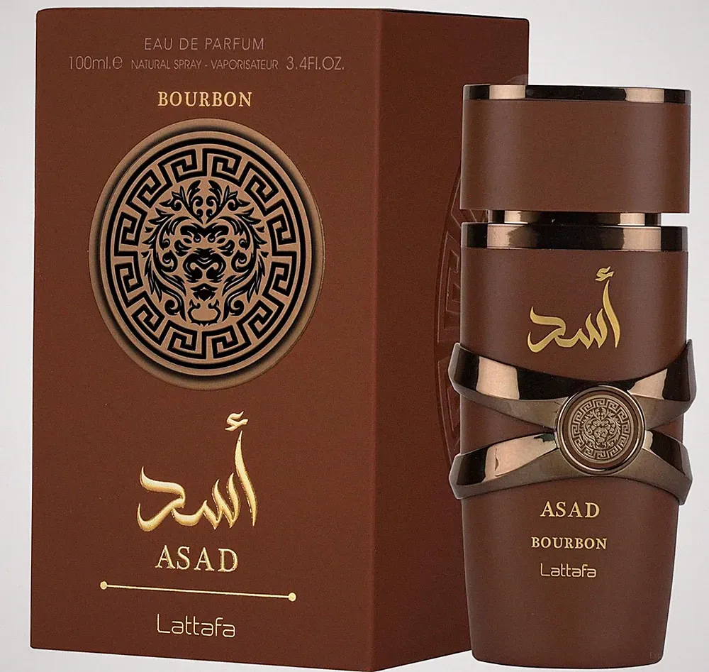 Lattafa Asad Bourbon Unisex Eau de Parfum Spray, 3.4oz Amber Wood, Fruity, Spicy