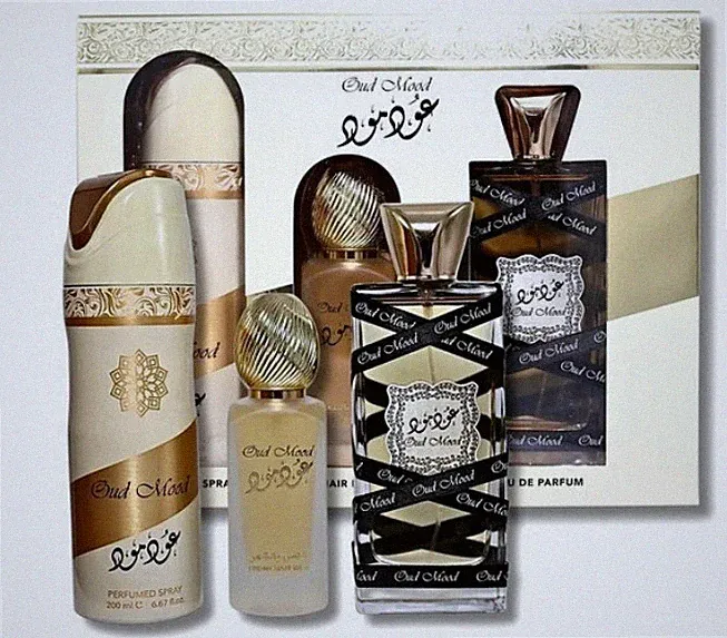 Lattafa Oud Mood Gift Set 3 Pcs EDP 100ml + Deo 200ml + Hair Mist 50ml New