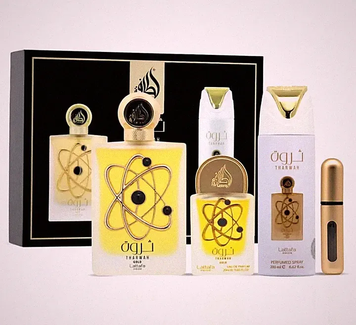 Lattafa Tharwah Gold Eau de Parfum Gift Set 3pcs Unisex Arabic Luxury Perfume 🔥