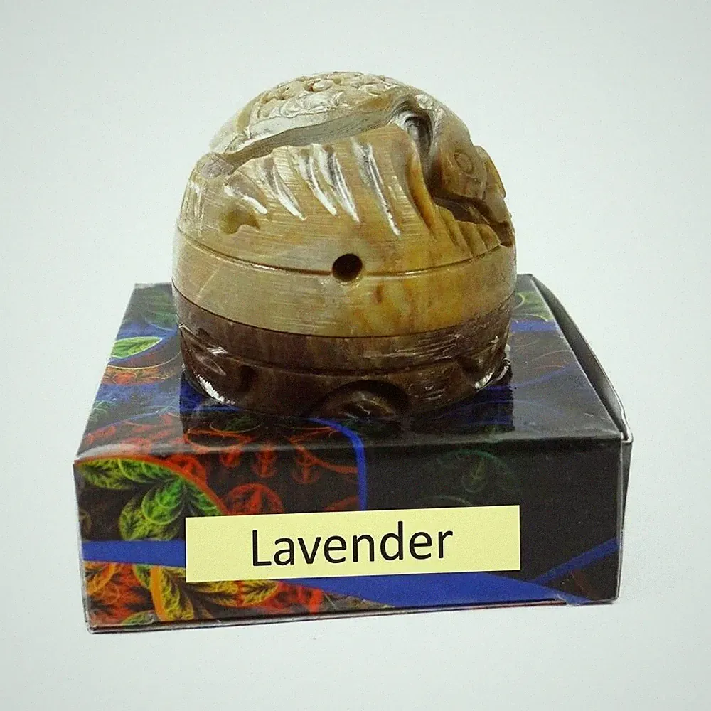 Lavender Solid Perfume in Small Hand Carved Stone Jar 8gm Lavender