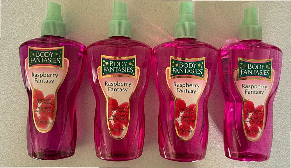 Lot 4 Body Fantasies Raspberry Fantasy Fragrance Body Spray 8oz Exp 03/25