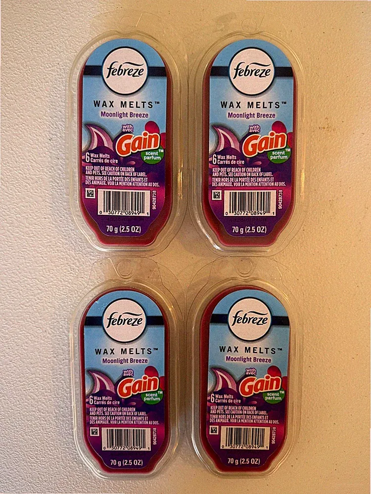 Lot 4 Febreze Wax Melts Gain Moonlight Breeze 2.5oz 24 Cubes Total Discontinued