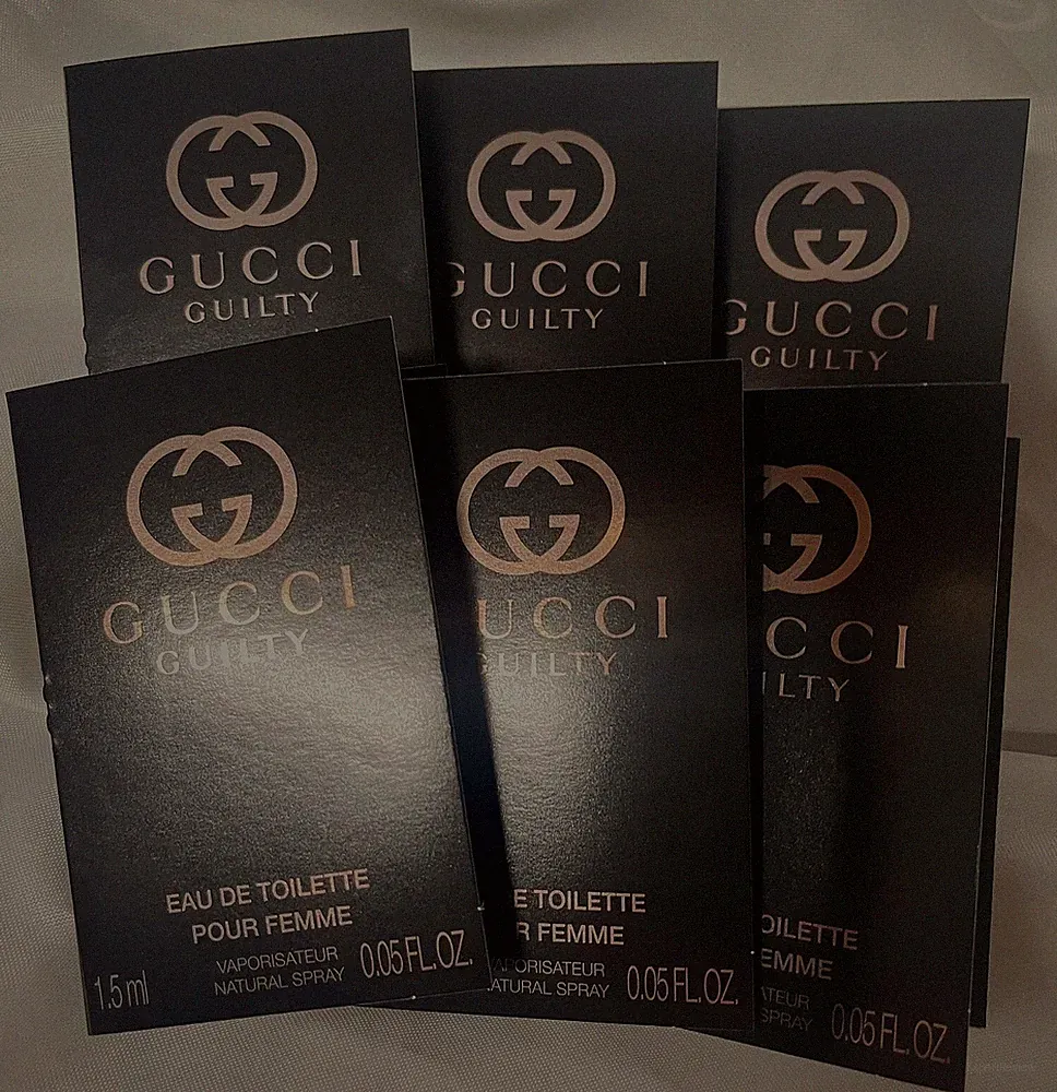 Lot 6 Gucci Guilty Eau De Toilette Pour Femme .05 Oz Travel Sample Spray Perfume