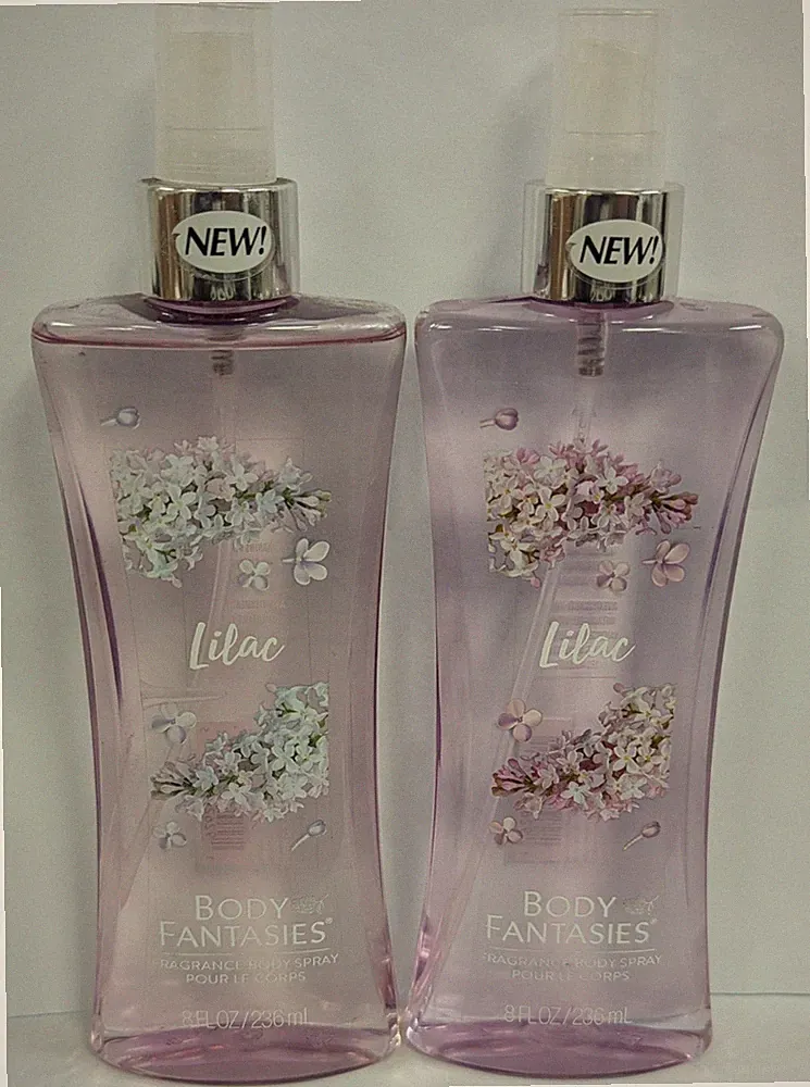 LOT OF 2 - BODY FANTASIES LILAC FRAGRANCE BODY SPRAY 8fl oz EACH