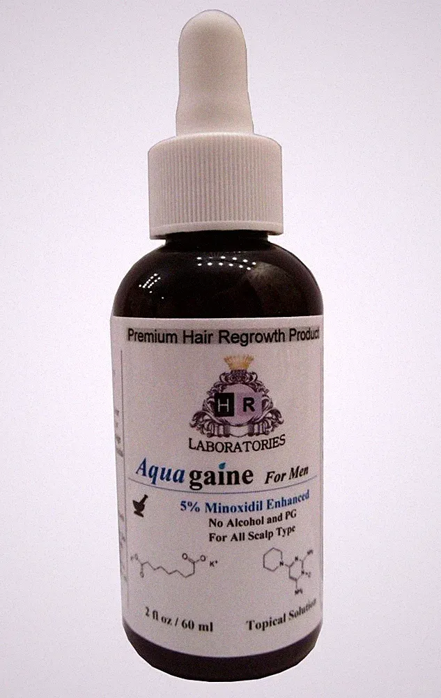 Lot of 3 Aquagaine for Men: 5% Minoxidil Enhanced No Alcohol/No PG for hair loss