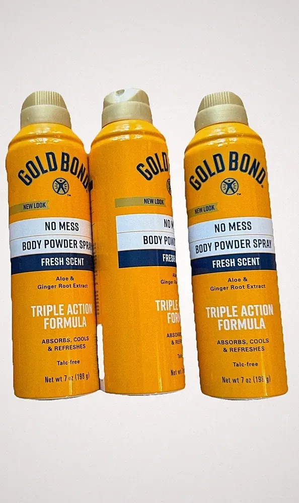 Lot Of 3 Gold Bond Body Powder Spray Fresh Scent Talc-Free 7 Oz Each