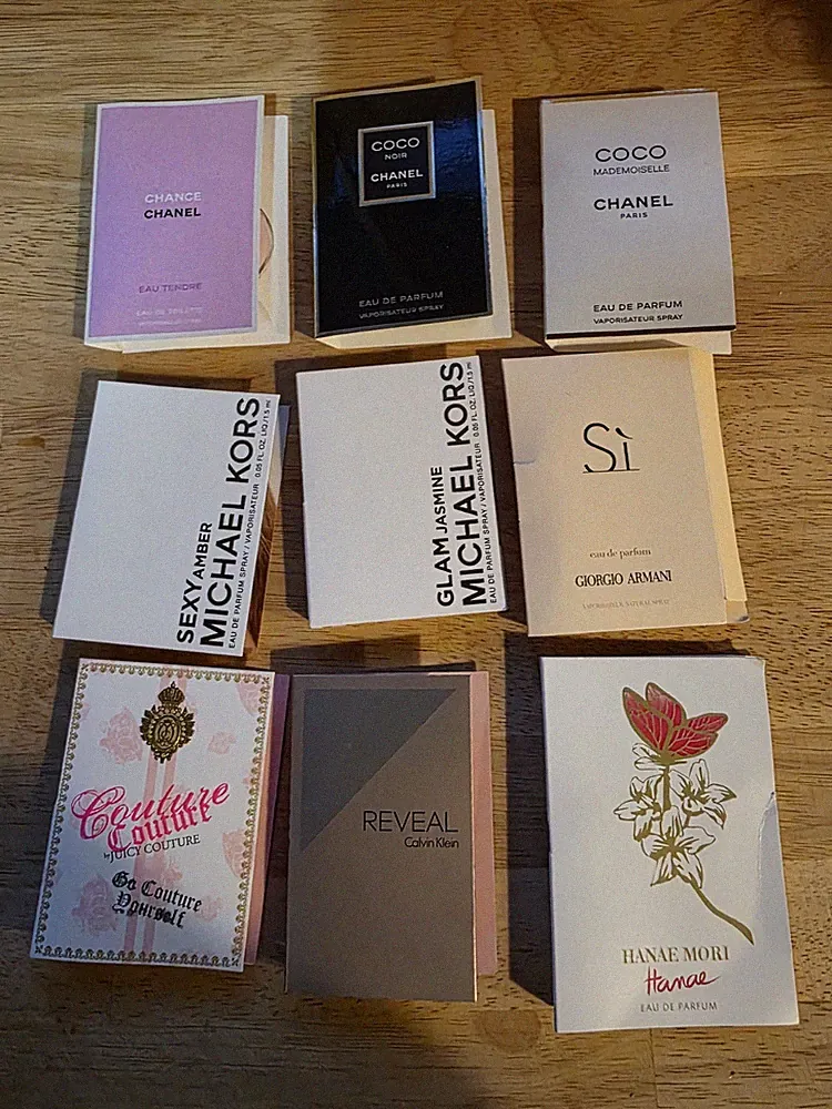 Lot of 9 Designer Perfume Samples Armani Chanel Michael Kors
