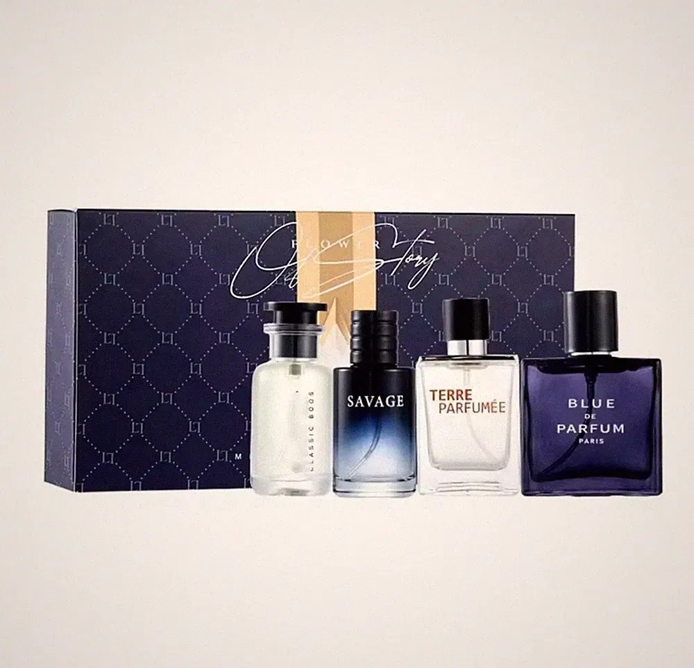 Luxury Men’s Perfume Gift Box, 4-Piece Cologne Set, Floral Fruity Scent