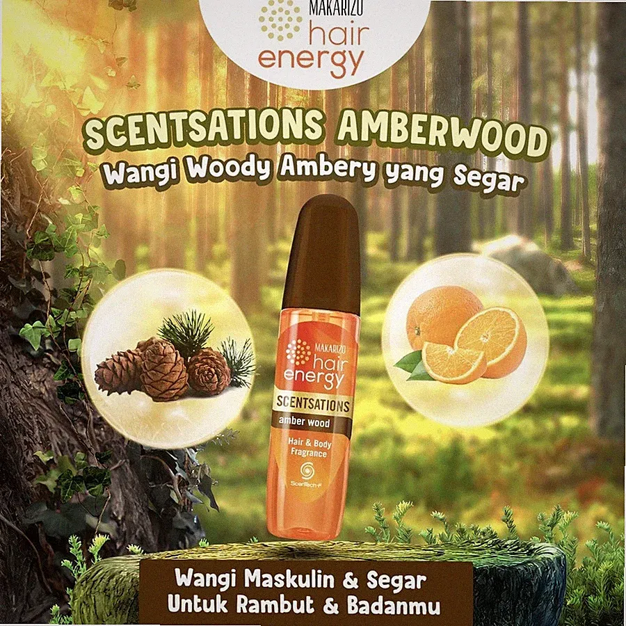 Makarizo Hair Energy, Hair Fragrance, Amber Wood, Hair Perfume, Long-lasting sce