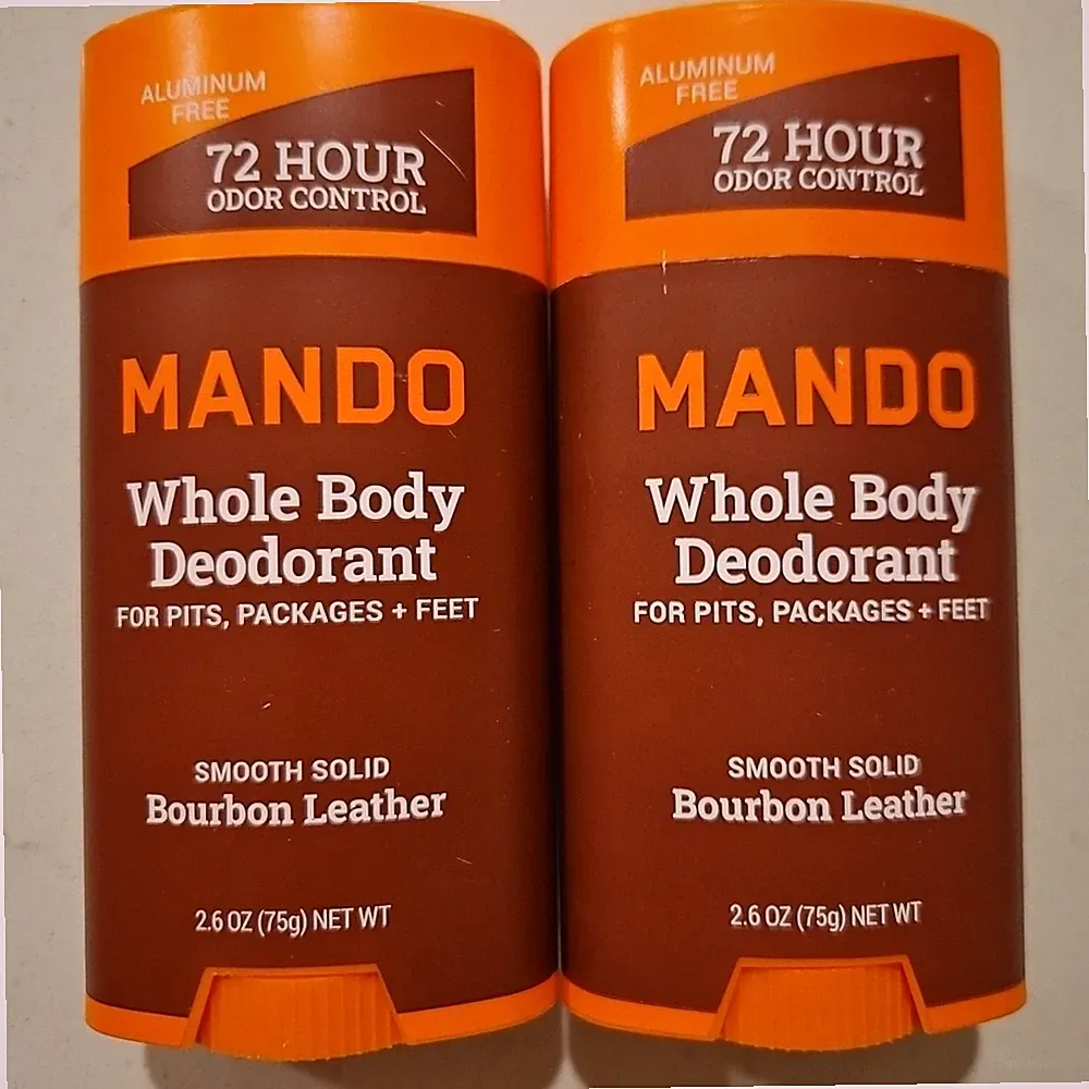 Mando Whole Body Deodorant Smooth Solid Bourbon Leather Scent X2