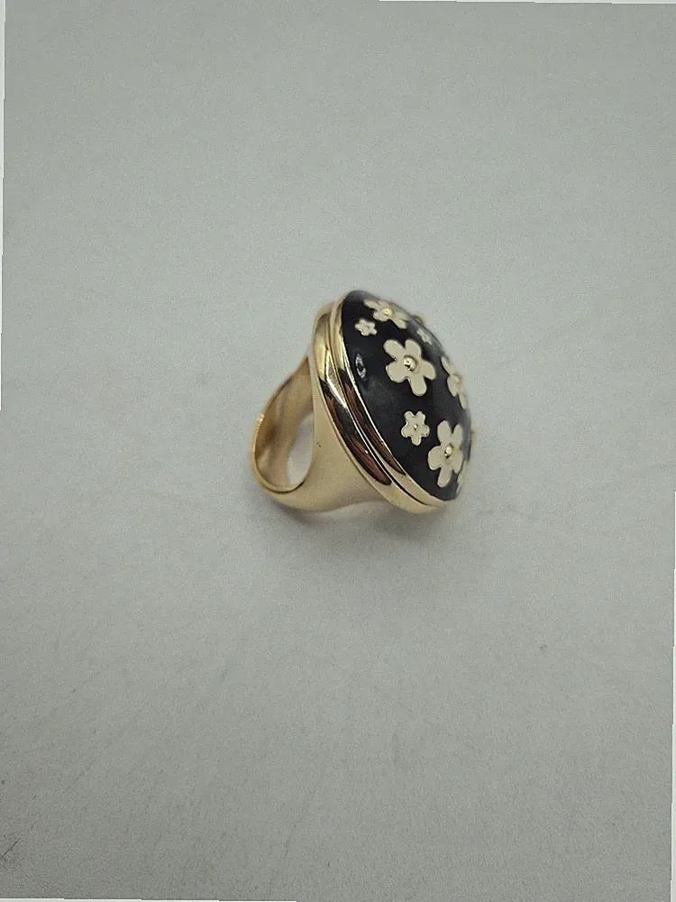 Marc Jacobs Daisy Gold-Tone Enamel Flower Ring Size 7.75 Perfume Solid