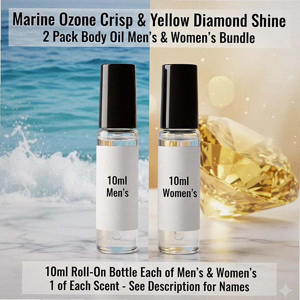 Marine Ozone Crisp Yellow Diamnd Shne 2 Pack 10ML RollOn Perfume Body Oil Bundle
