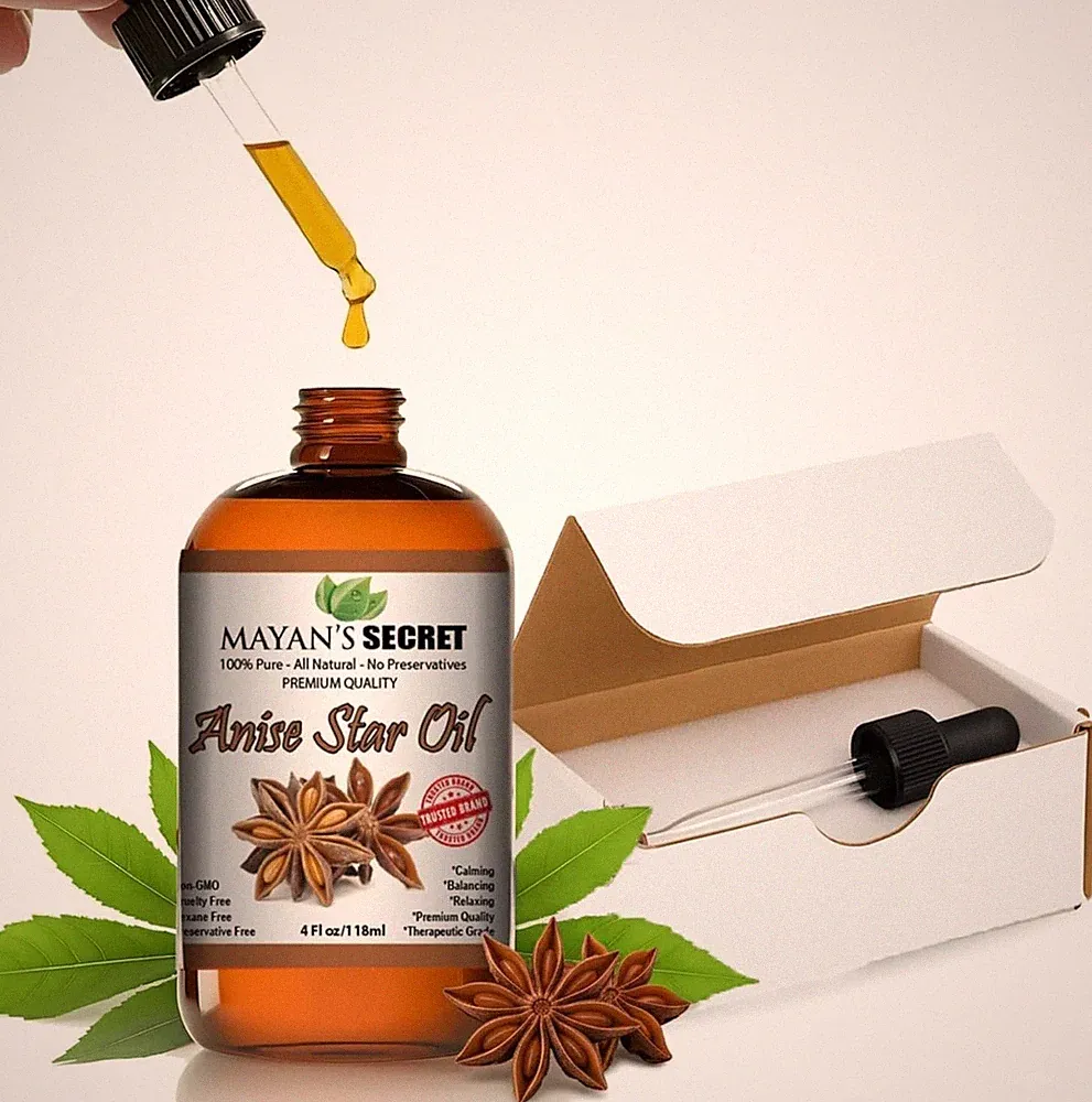 Mayan’s Secret Star Anise Essential Oil 4oz Pure Steam Distilled, for cooking