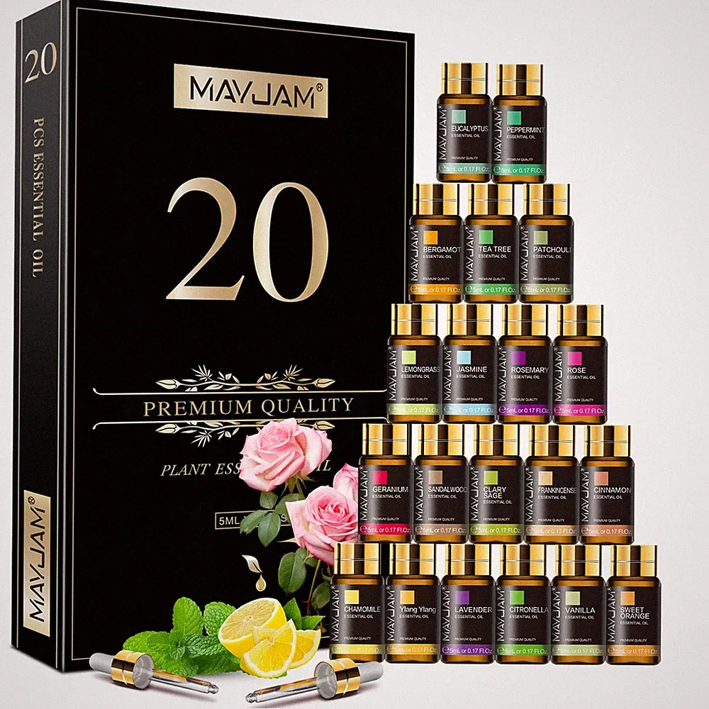 MAYJAM 20Pcs Essential Oil Set Aromatherapy Gift Kit 100% Pure Oils for Diffuser
