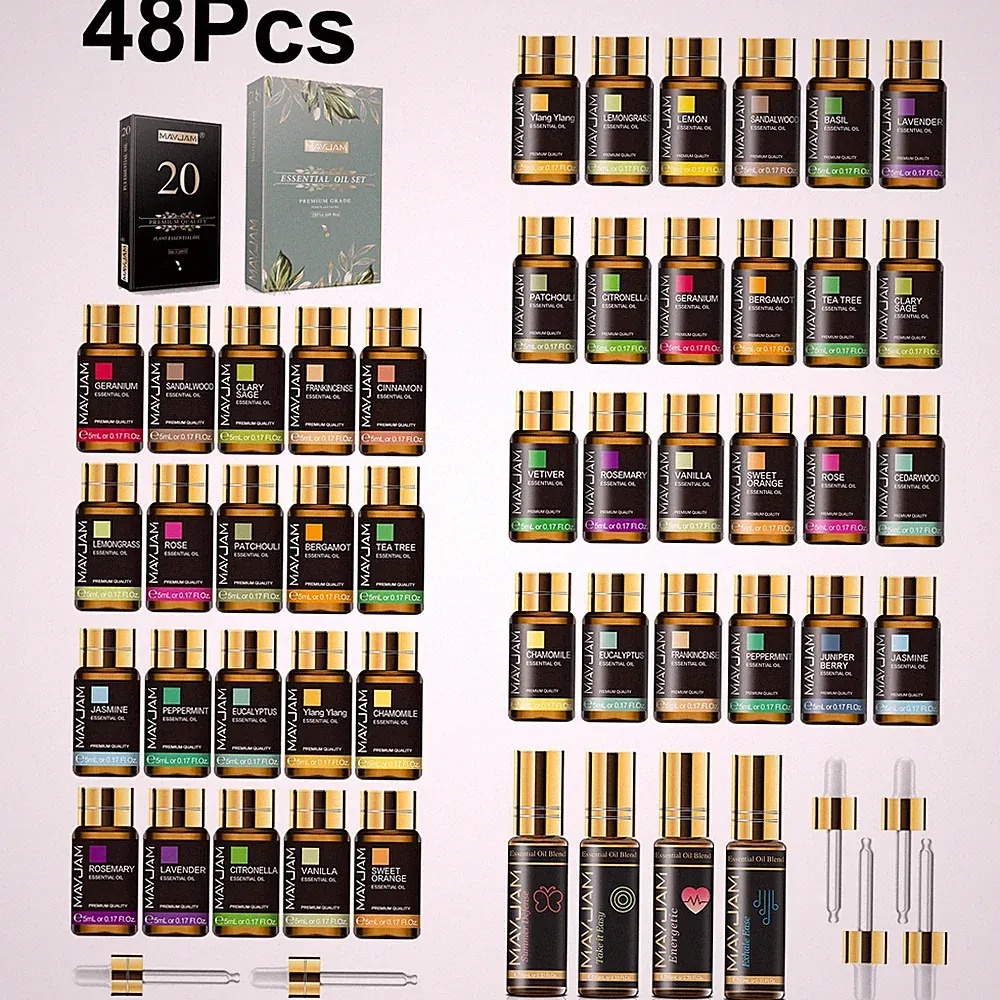 MAYJAM 48Pcs Essential Oil Set Aromatherapy Gift Kit 100% Pure Oils for Diffuser
