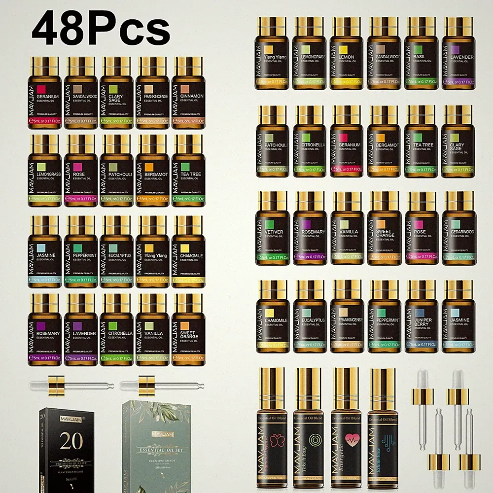 MAYJAM 48Pcs Pure Essential Oil Set Aromatherapy Gift Diffuser Fragrance Oil 5ml