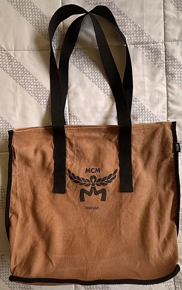 MCM Parfums Iconic Brown & Black Gift With Purchase Tote Bag Distressed READ