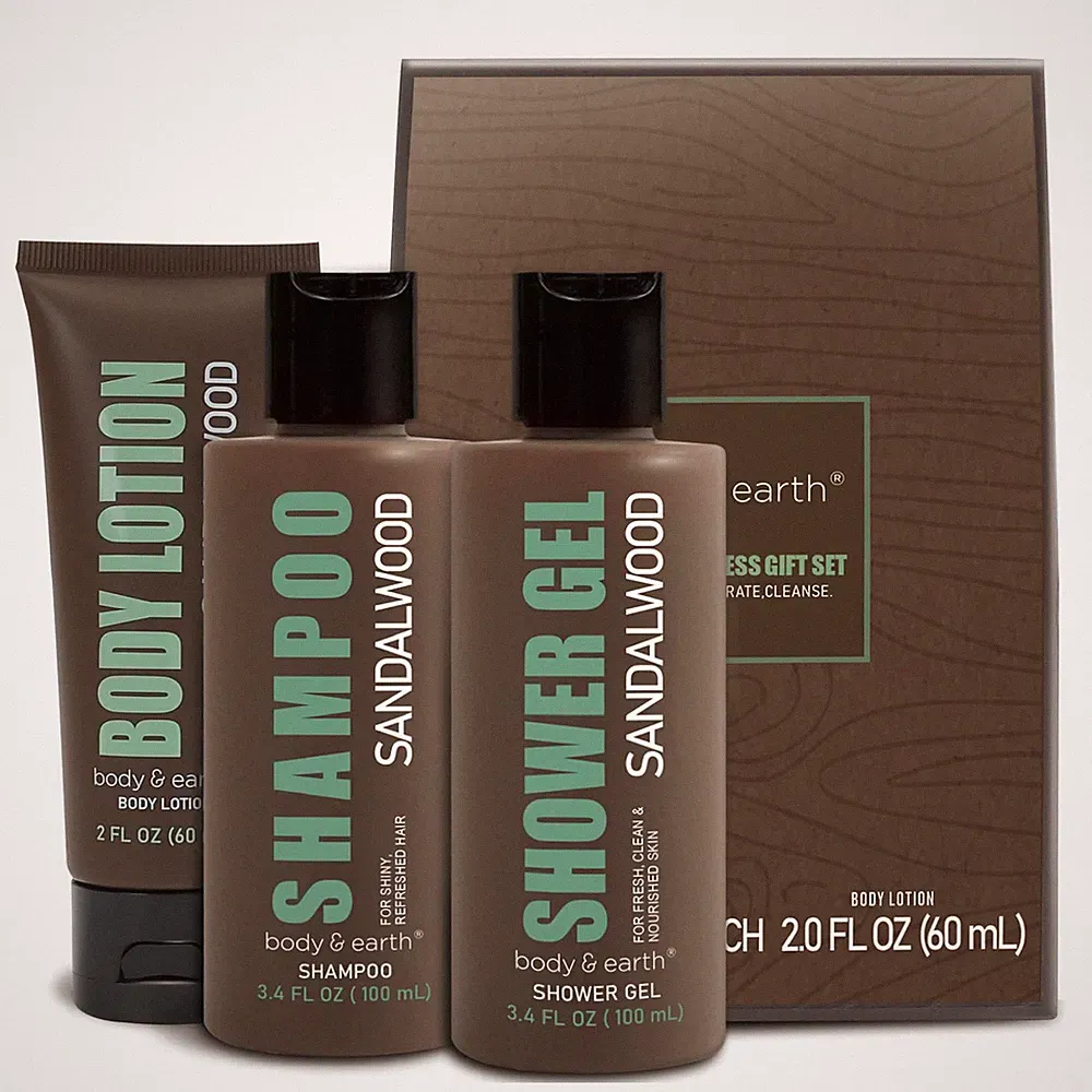 Men Gift Sets - 3PC Mens Gift Baskets Includes Sandalwood Shower Gel, Body Lotio