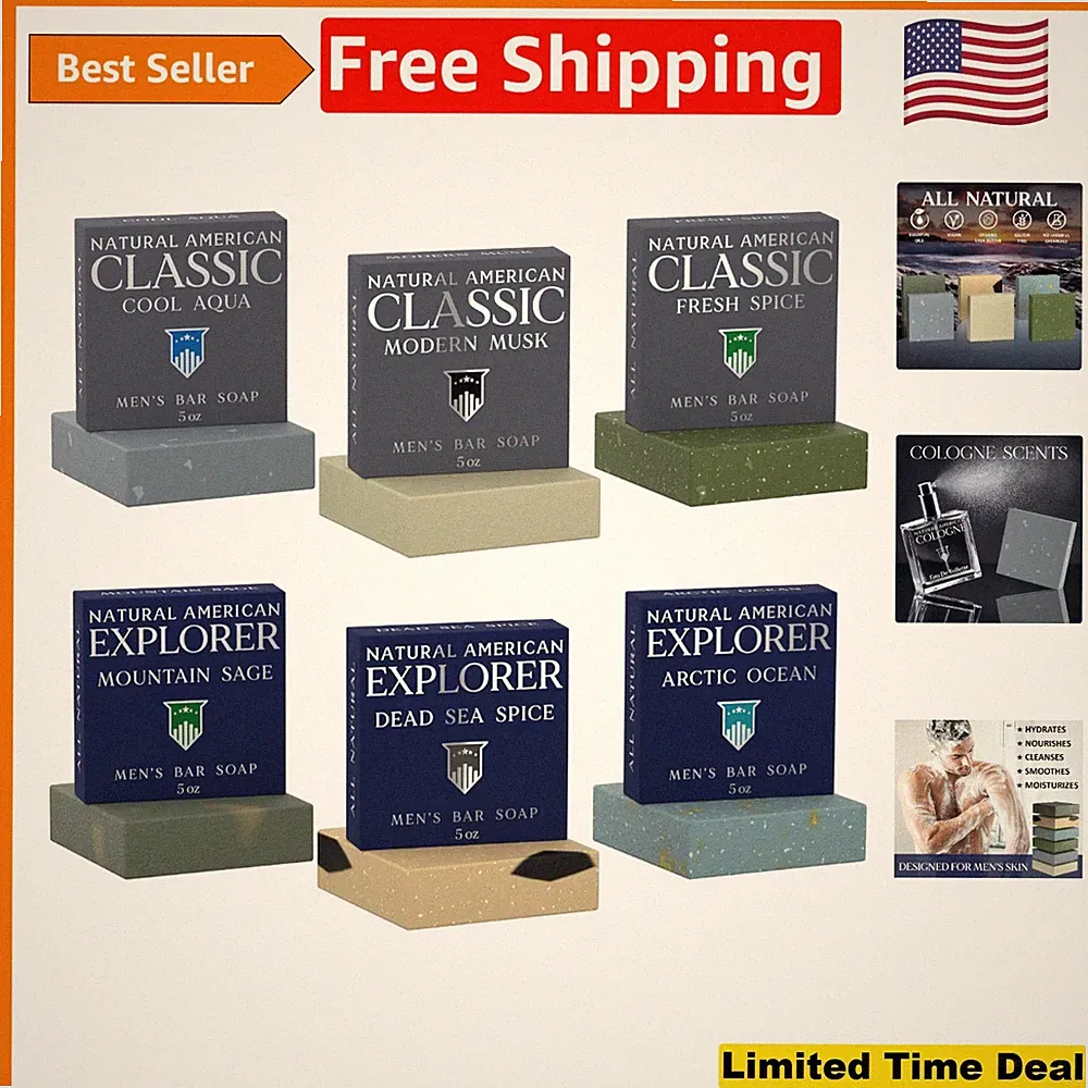 Men's Cologne Collection Bar Soap - & Chemical-Free, Handmade, 6 x 5 oz