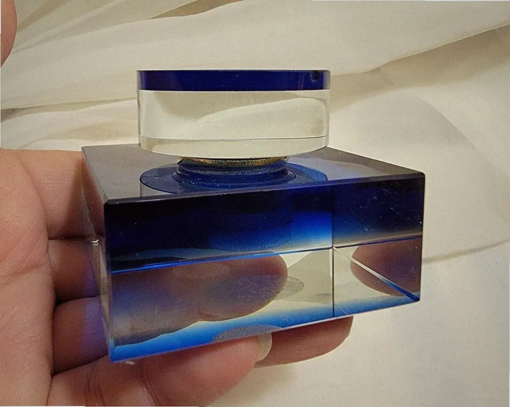 Mid-Century Murano Geode Square Geometric Perfume Bottle Poli Sommerso ?