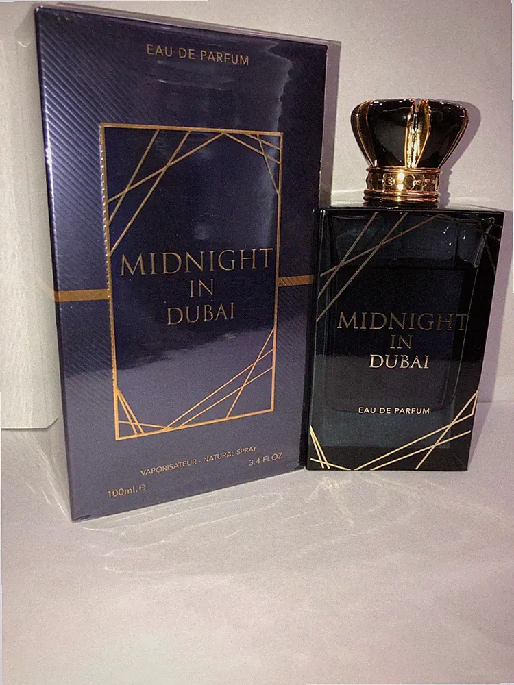 MIDNIGHT IN DUBAI Eau De Parfum 3.4 oz for men (Plus 1 surprise perfume free)