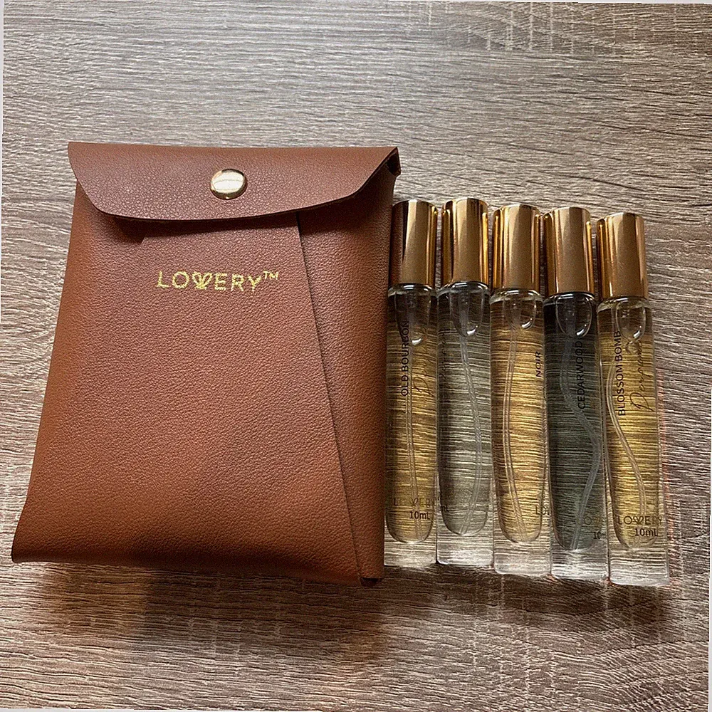 Mini Perfumes for Women Perfume Gift Set - 5 Pack Assorted Aroma Leather Case