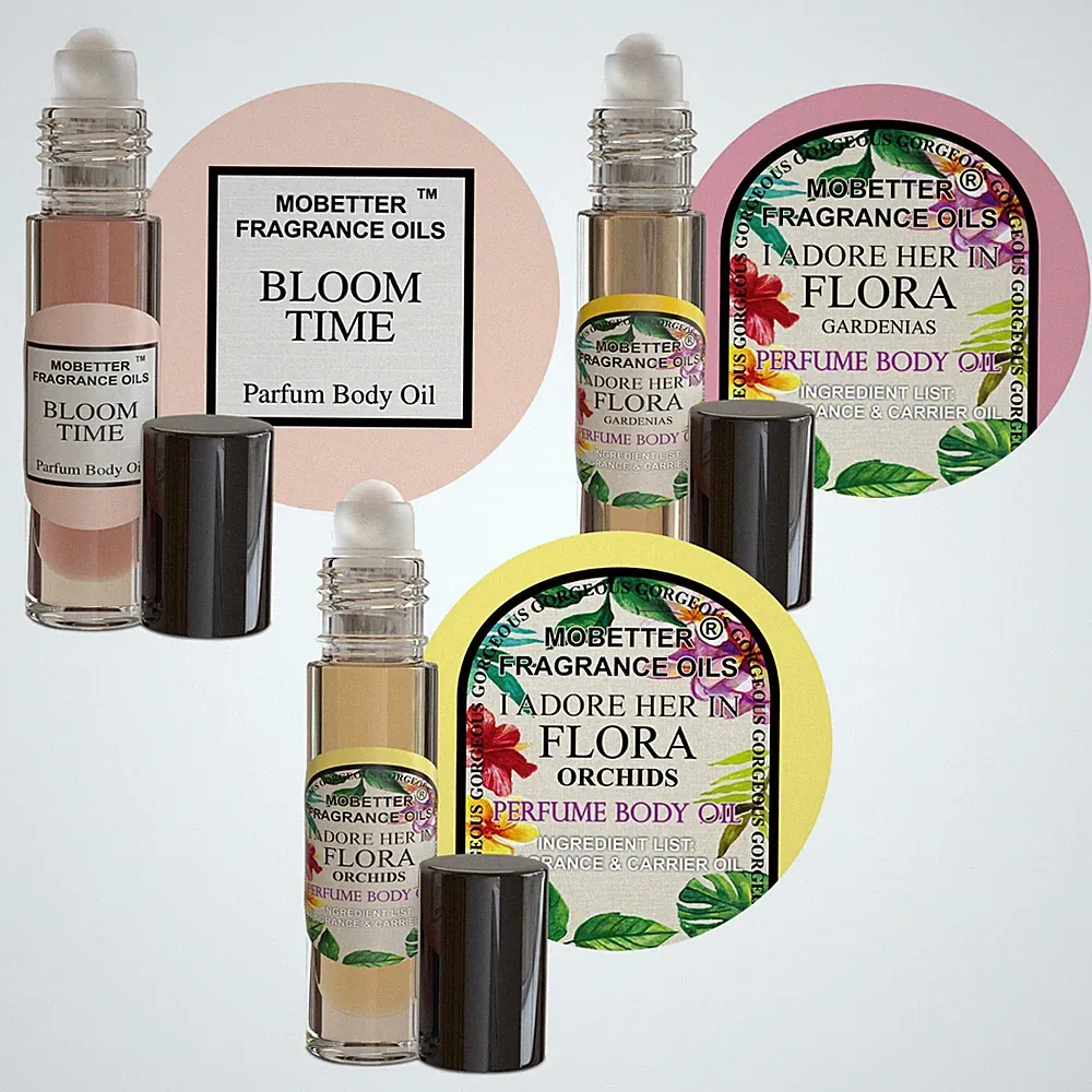 MOBETTER FRAGRANCE OILS Bloom Time and Flora 3 Piece Women Perfume Set Body Oil